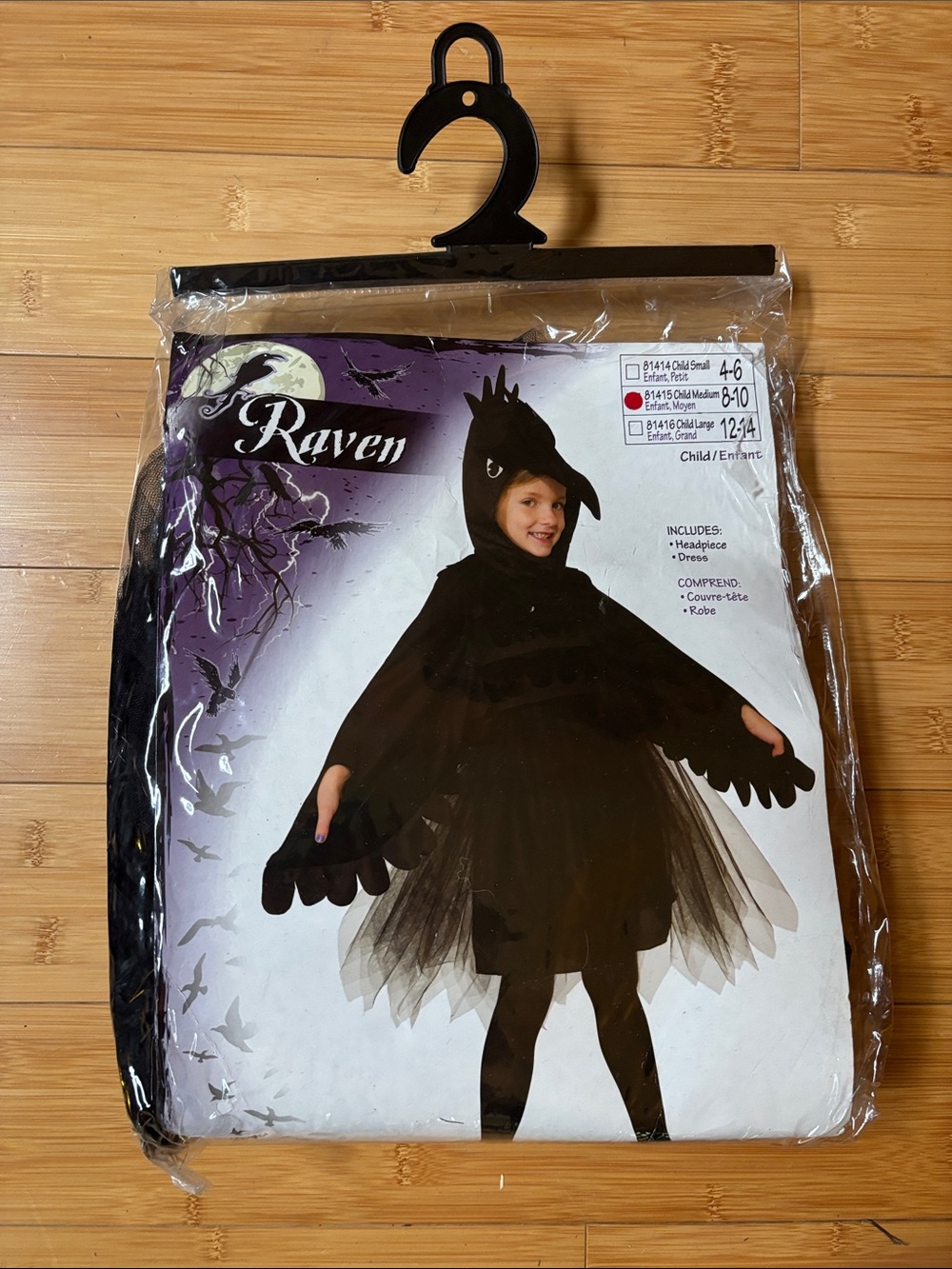 NEW Raven Halloween Costume Kids 8-10